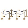 Montour Line Stanchion Post & Rope Kit PolBrass 8CrownTop 7Dk Blue Rope 8.5x11HSign C-Kit-7-PB-CN-1-Tapped-1-8511-H-7-PVR-DB-PB